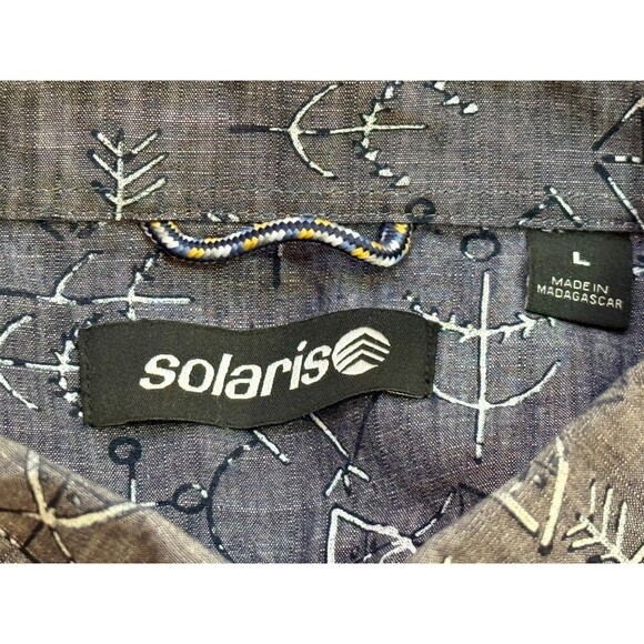 SOLARIS Men's Short Sleeve Button Down Cotton Gray Shirt Large - Picture 4 of 5